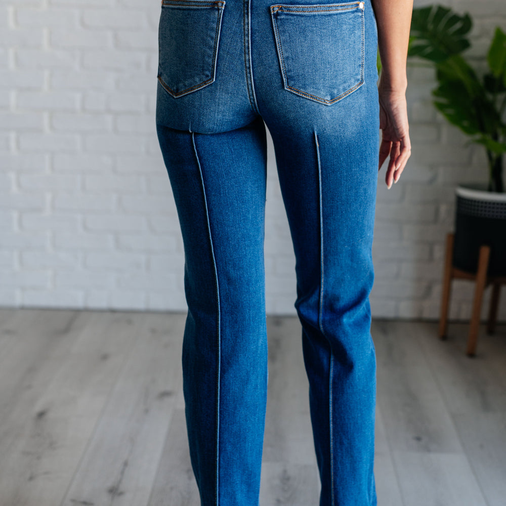 
                      
                        Campbell High Rise Center Seam Detail Straight Jeans
                      
                    