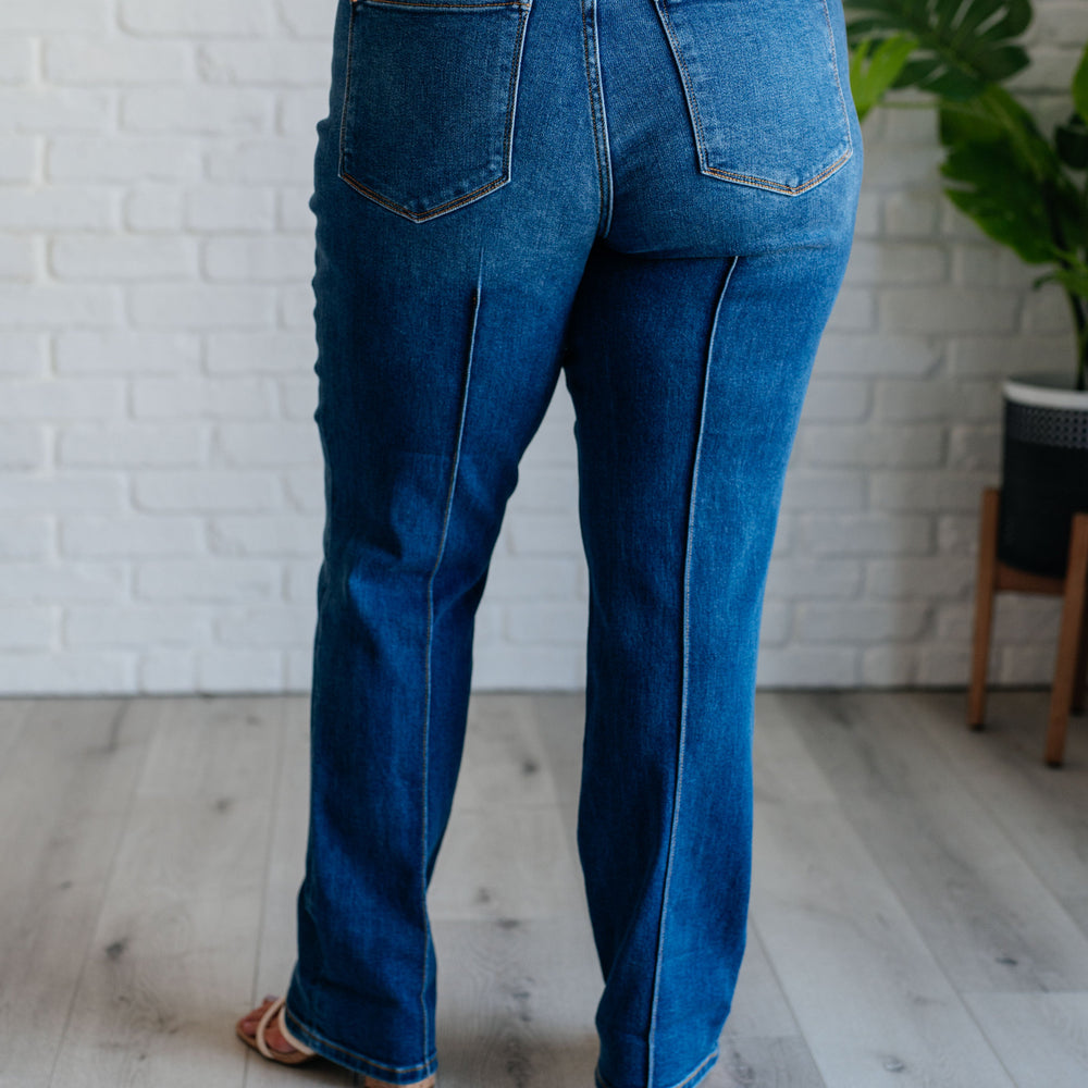 
                      
                        Campbell High Rise Center Seam Detail Straight Jeans
                      
                    