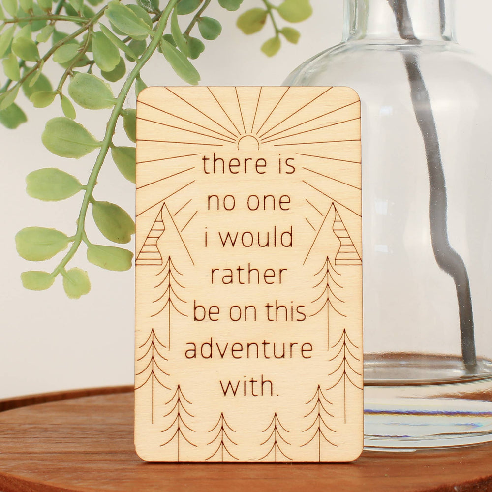 
                      
                        Unique mini wood friendship love card, adventure with
                      
                    