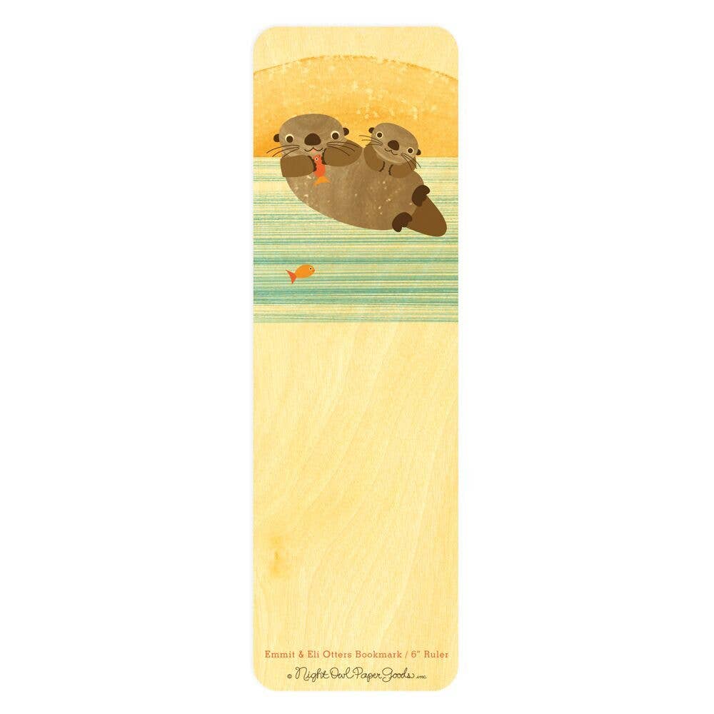 Emmit & Eli Otters Wood Bookmark / Ruler