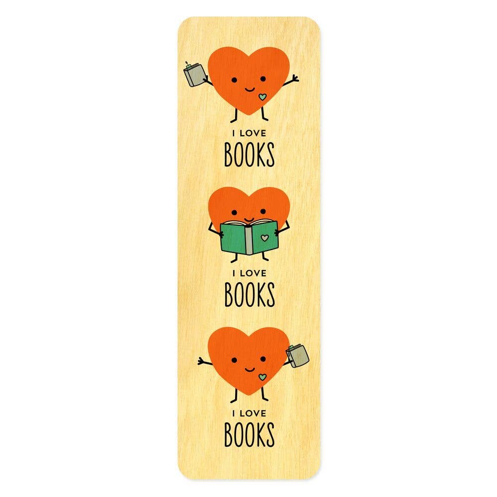 Happy Hearts Wood Bookmark