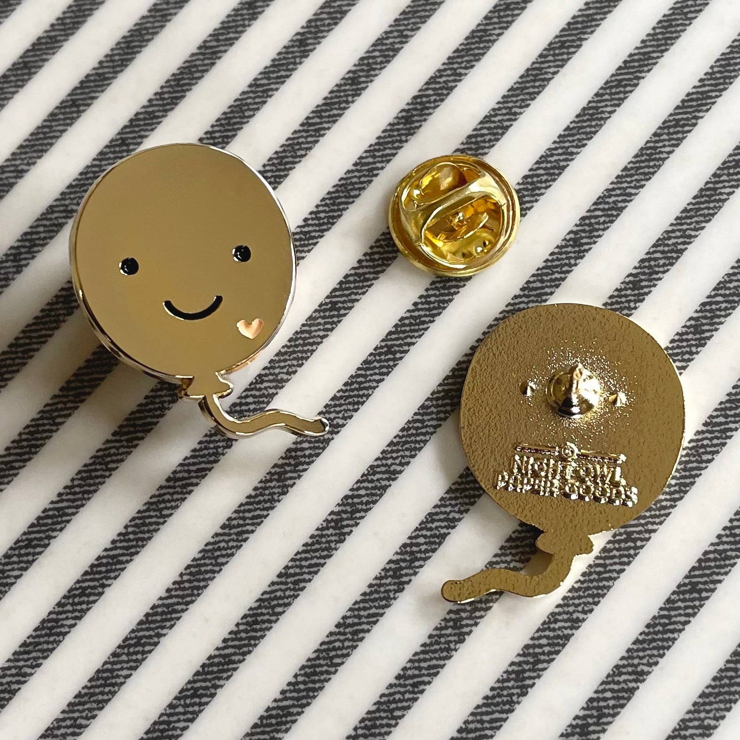 Happy Balloon Gold Enamel Pin