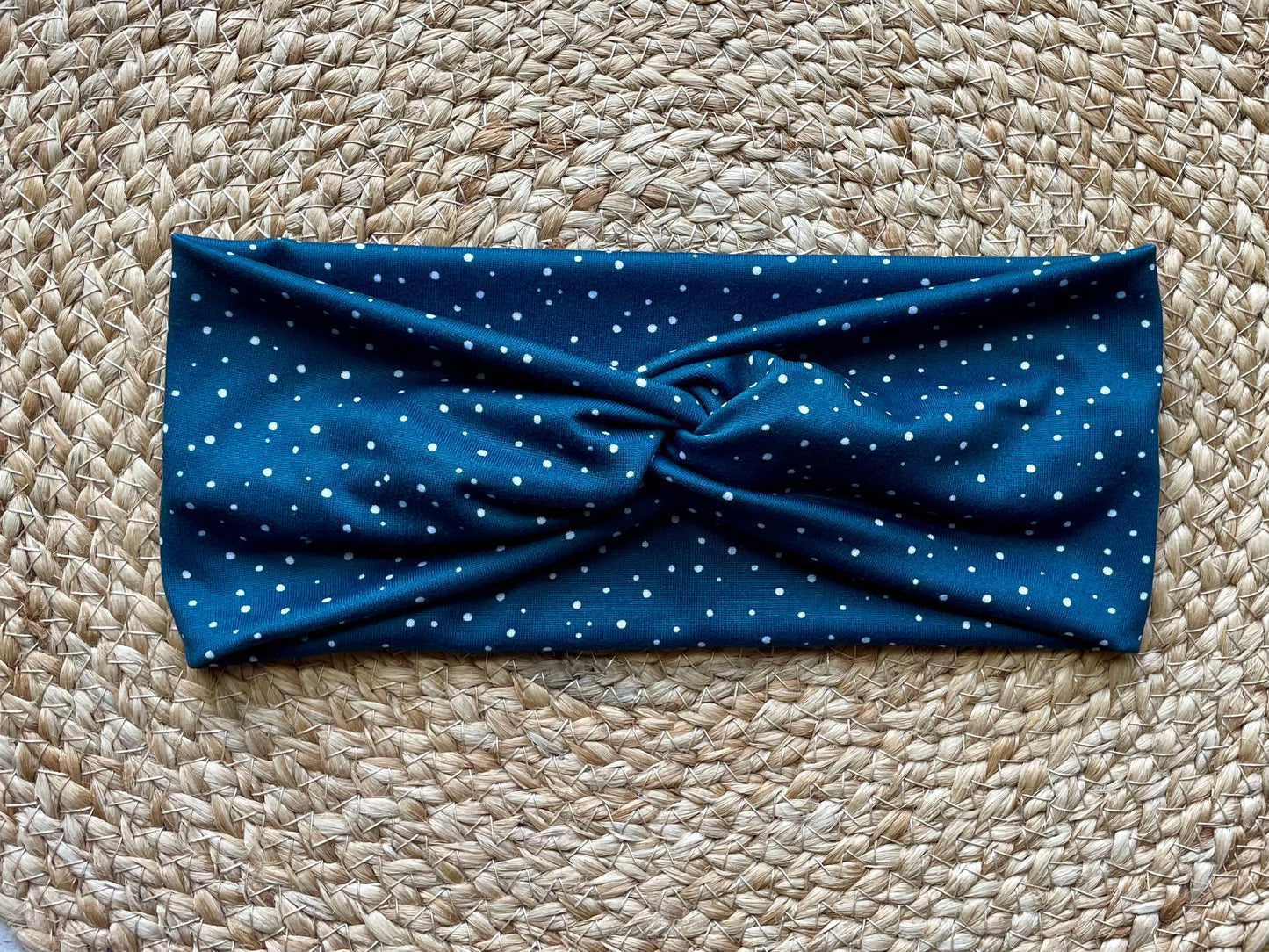 Dark Blue Dot Knit Twist Headband