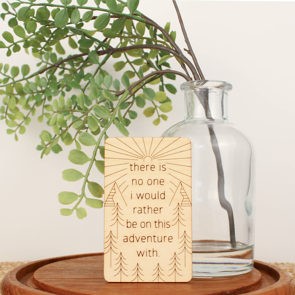 Unique mini wood friendship love card, adventure with