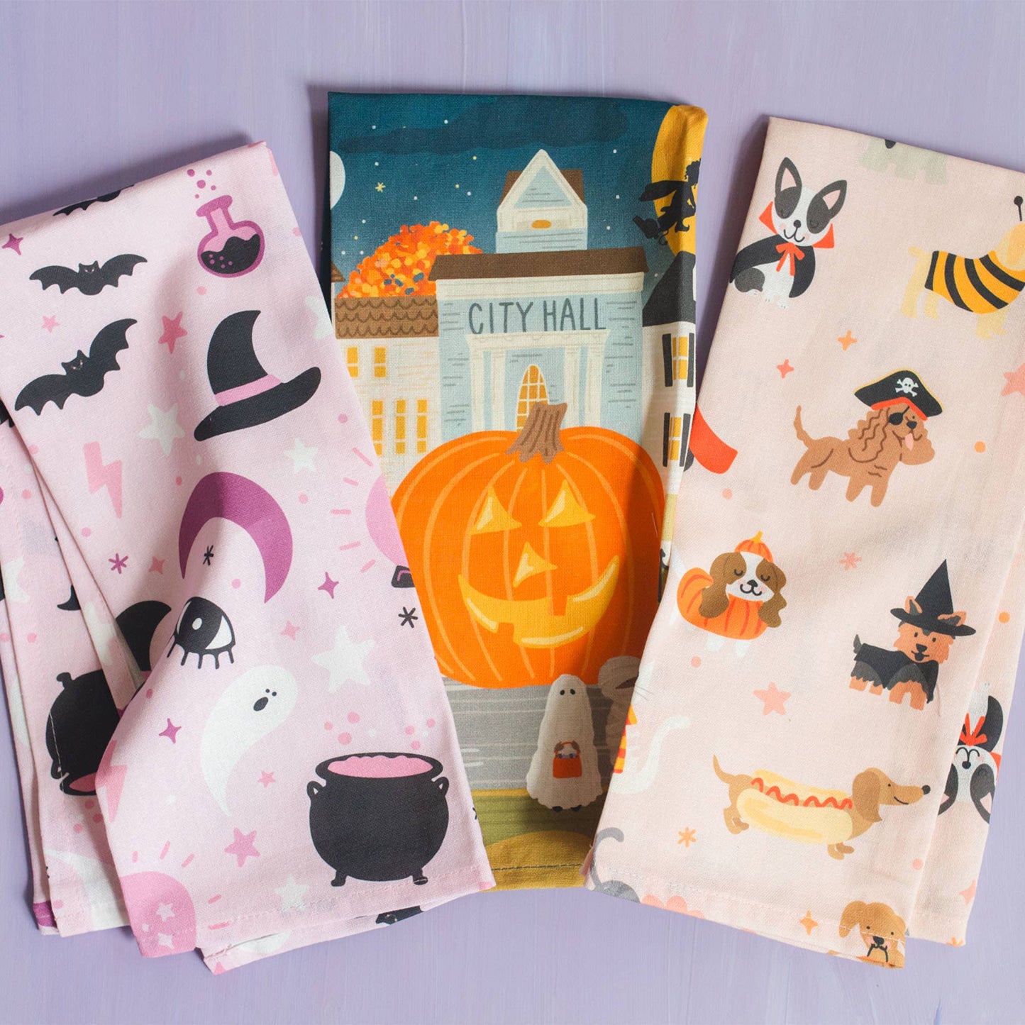 Trick Or Treat Pets Halloween Tea Towel