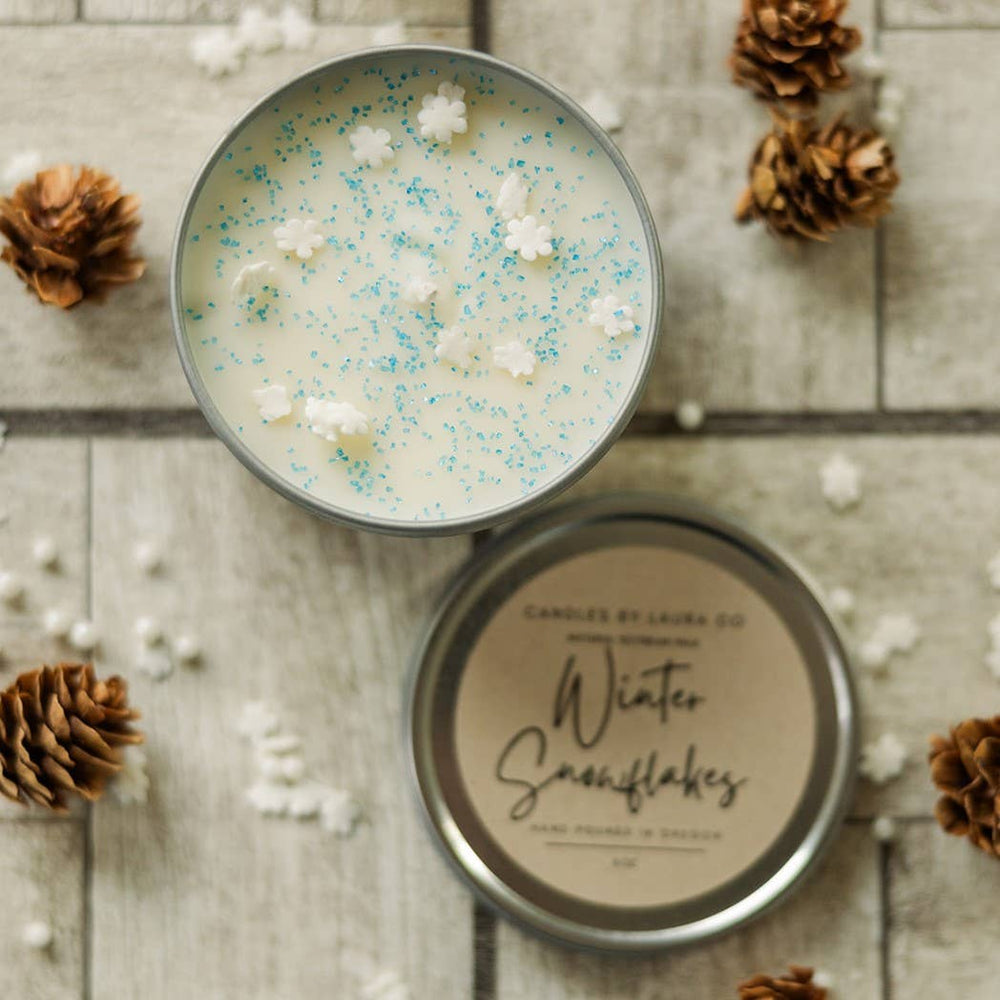 Winter Snowflakes 8 oz Soy Gift Tin