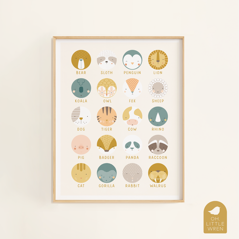 
                      
                        Animal Faces Art Print, Kids & Nursery Art
                      
                    