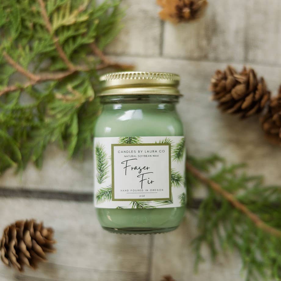 2 oz Mini Mason Fraser Fir Soy Jar Candle