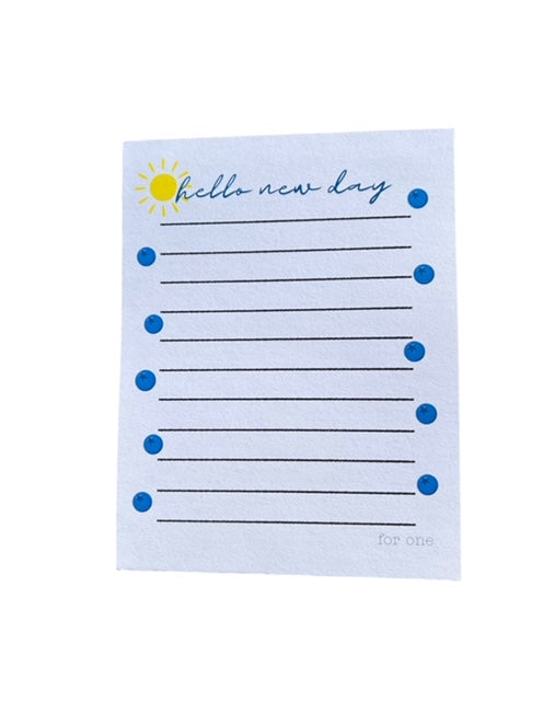 Hello New Day Blueberry Notepad