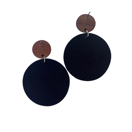 
                      
                        Genuine Leather and Cork Black Floral Earrings
                      
                    