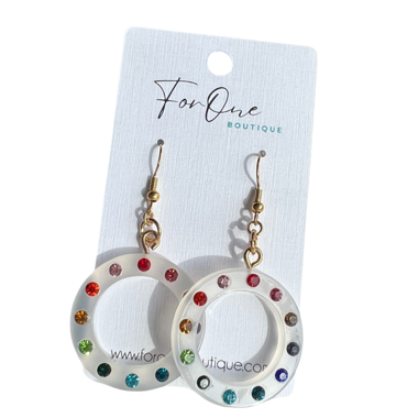 Round Rainbow Gemstone Earrings