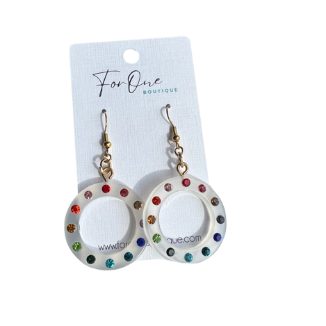 Round Rainbow Gemstone Earrings