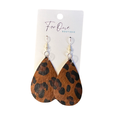 Faux Leather Spotted Print Earrings