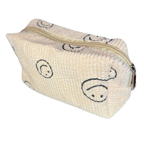 Corduroy Smiley Toiletry Bag