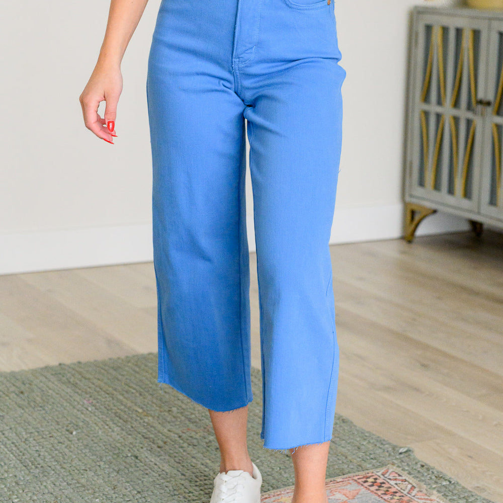 
                      
                        Lisa High Rise Control Top Wide Leg Crop Jeans in Sky Blue
                      
                    