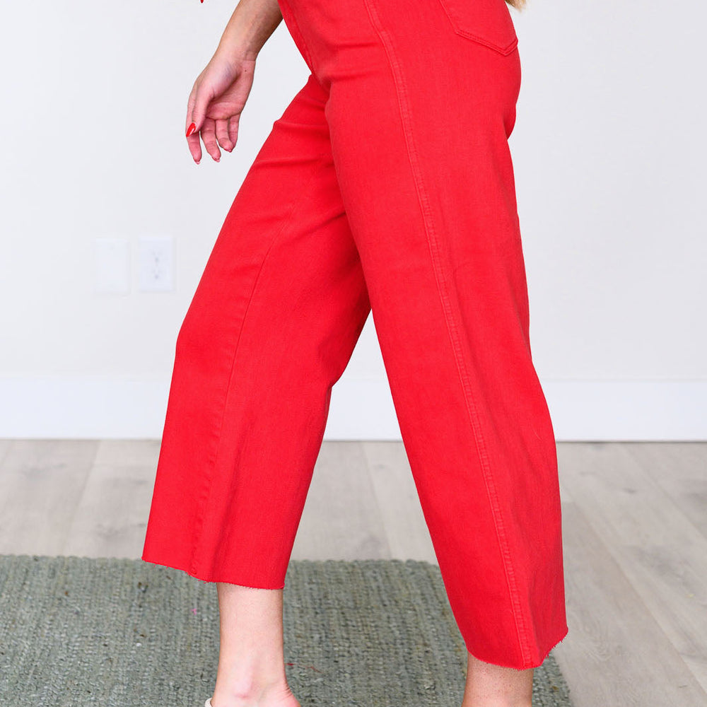 
                      
                        Lisa High Rise Control Top Wide Leg Crop Jeans in Red
                      
                    