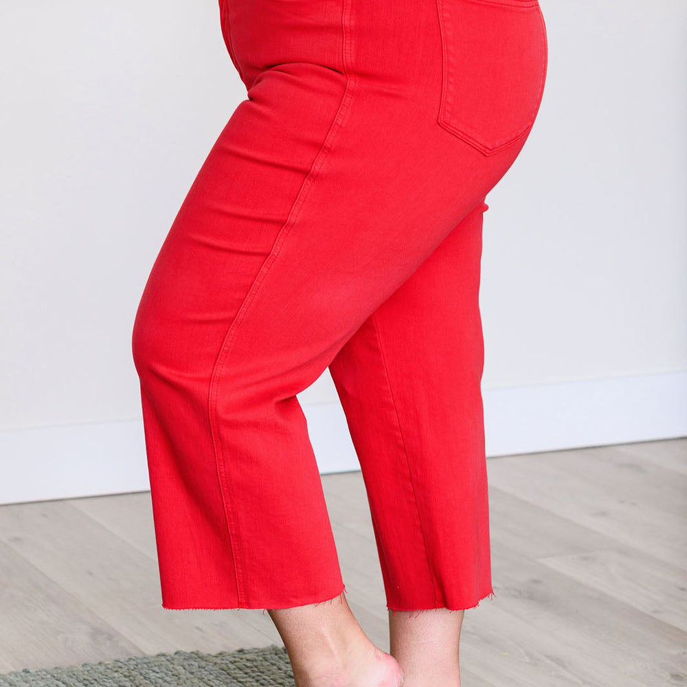 
                      
                        Lisa High Rise Control Top Wide Leg Crop Jeans in Red
                      
                    