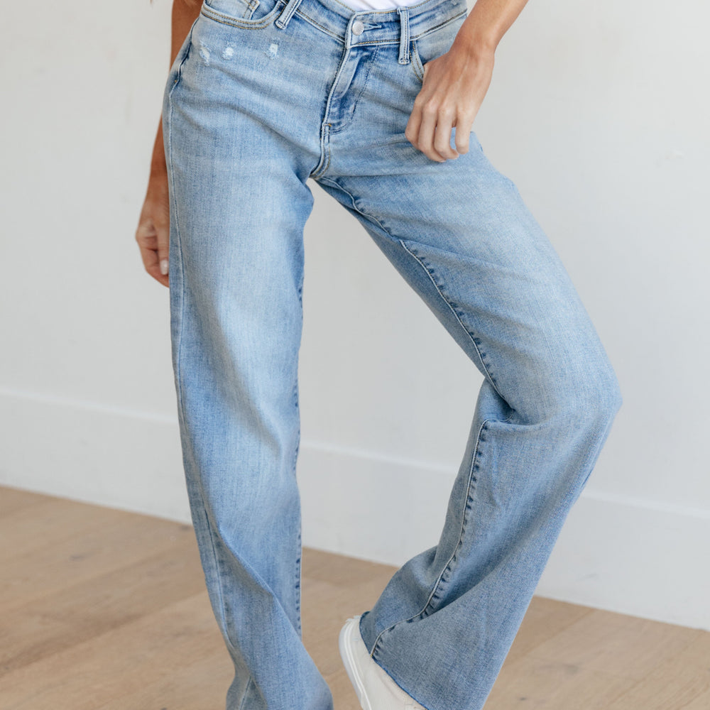 
                      
                        Mildred High Rise V Front Waistband Straight Jeans
                      
                    