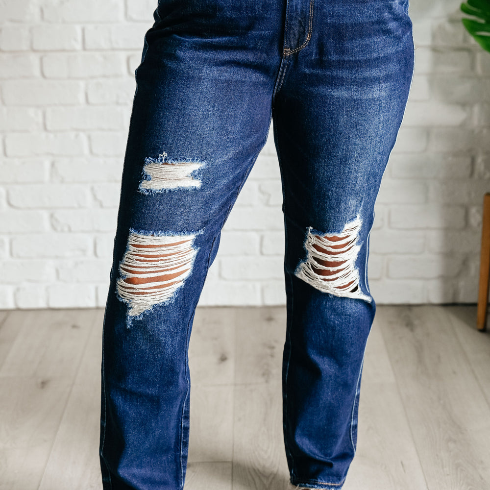 Montana High Rise Rigid Magic Distressed Straight Jeans