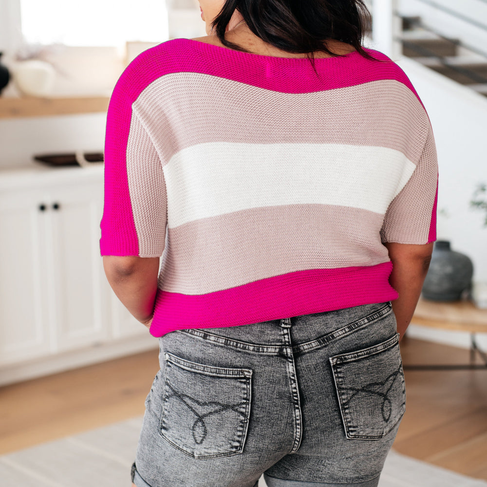 
                      
                        Rows Of Rose Short Sleeve Knit Top
                      
                    