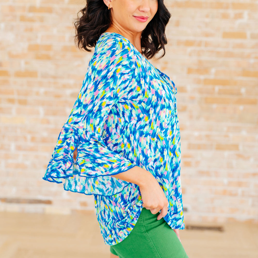 
                      
                        Willow Bell Sleeve Top in Royal Brushed Multi
                      
                    