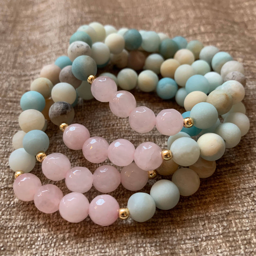 
                      
                        Hope and Strength Bracelet made of Rose Quarts and Amazonite
                      
                    