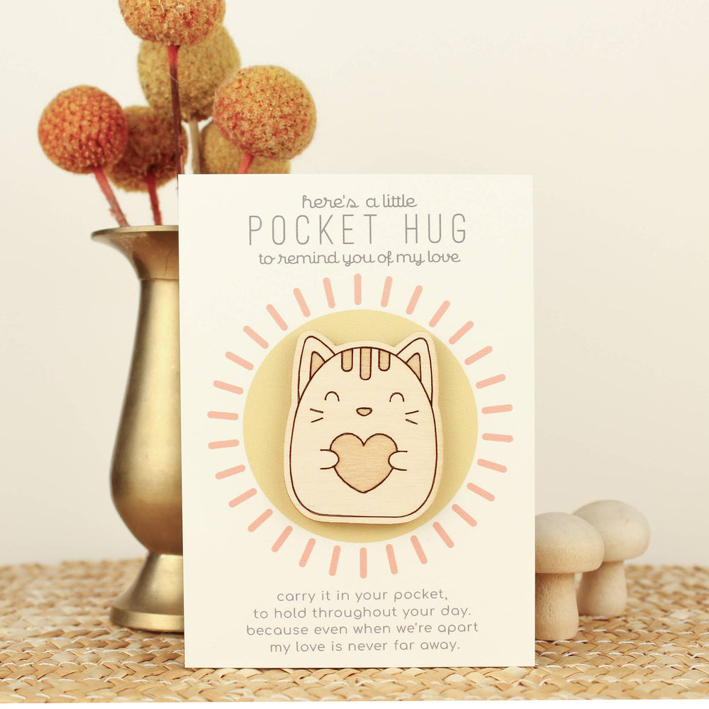 Wooden Pocket Hug, Thinking of You Token.