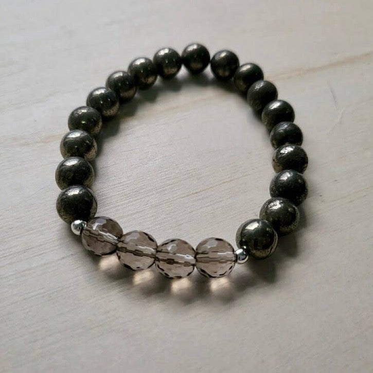 
                      
                        Protection and Balance Bracelet - Made of Pyrite + Smokey Quartz
                      
                    