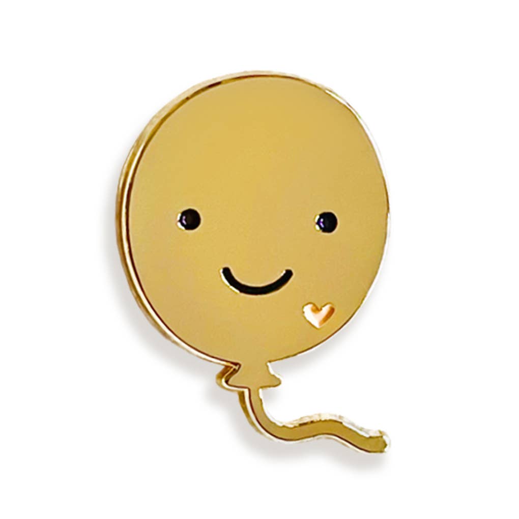 Happy Balloon Gold Enamel Pin