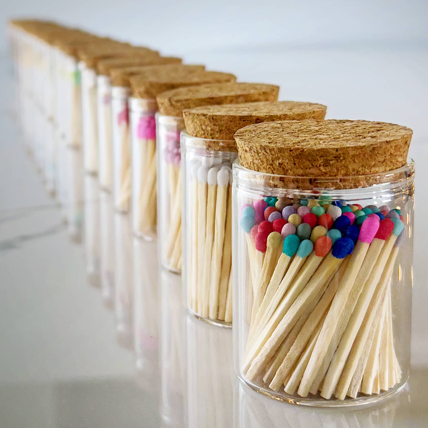 2" Matches in Cork Top Jar - Variety of Colors