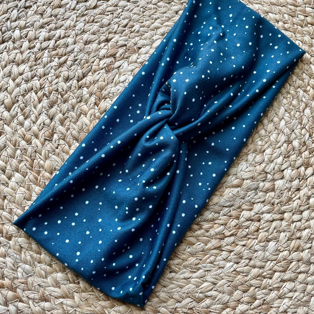 
                      
                        Dark Blue Dot Knit Twist Headband
                      
                    