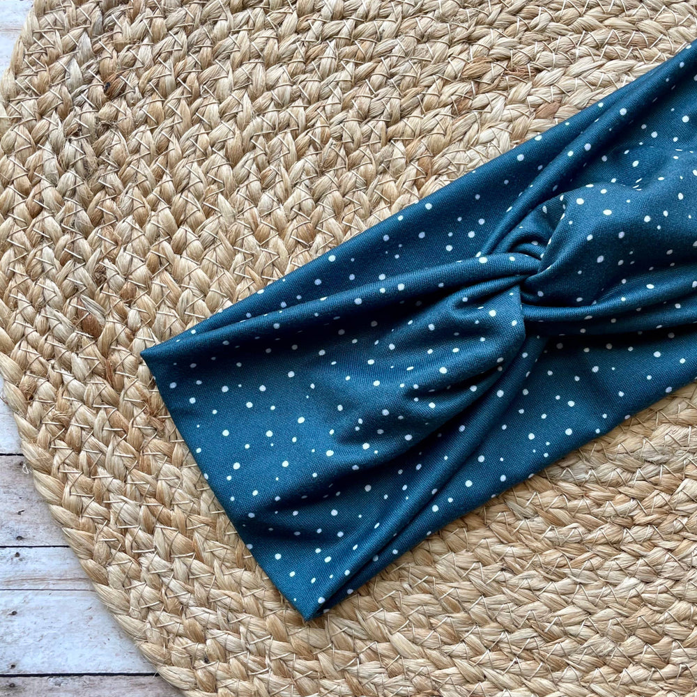 
                      
                        Dark Blue Dot Knit Twist Headband
                      
                    