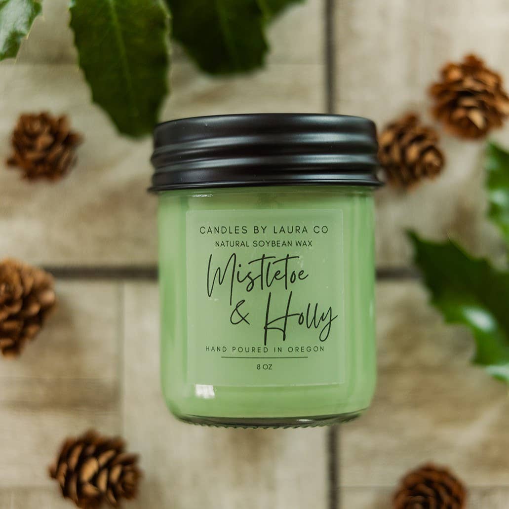 Holly and Mistletoe Soy Jar Candle