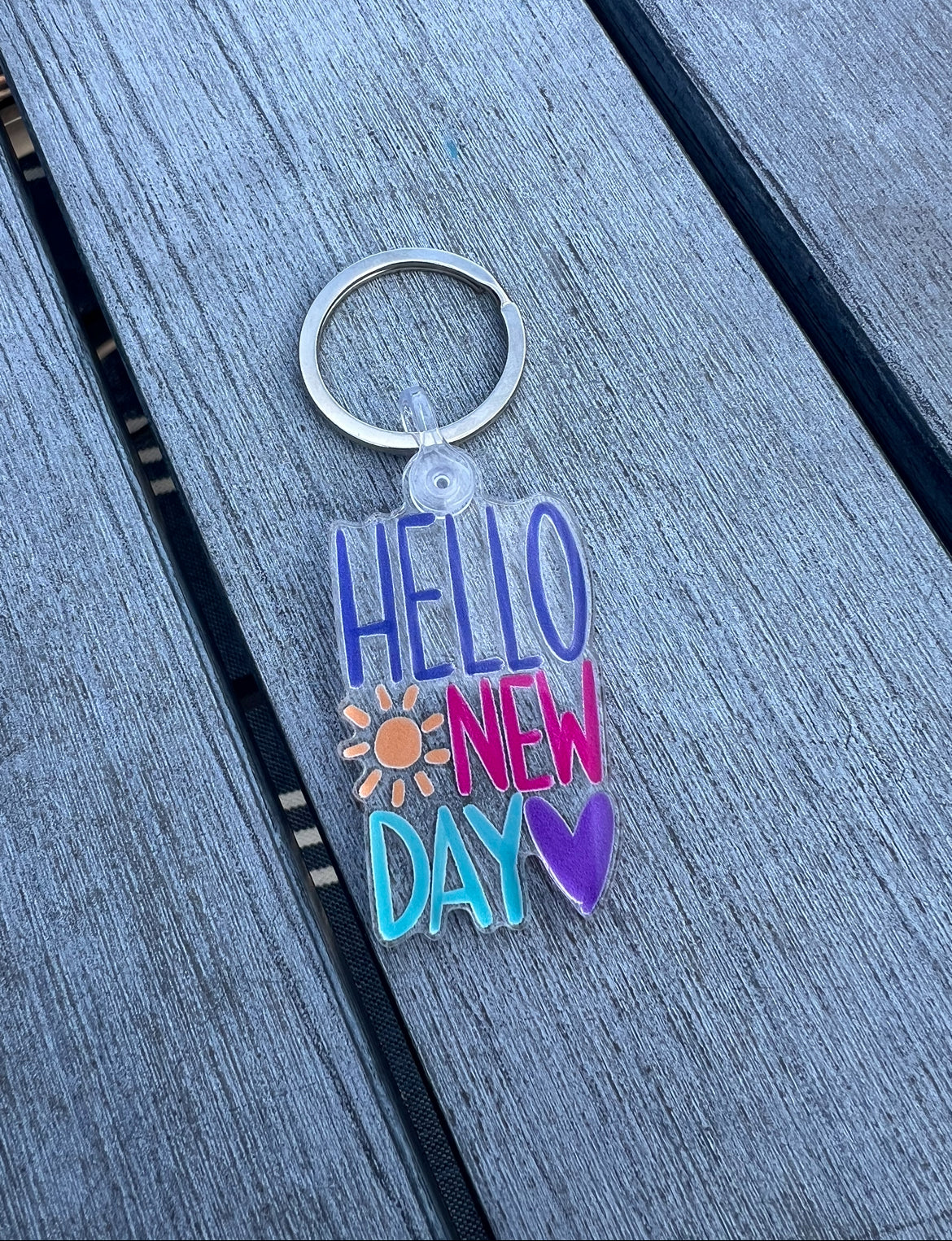 Hello New Day Keychain