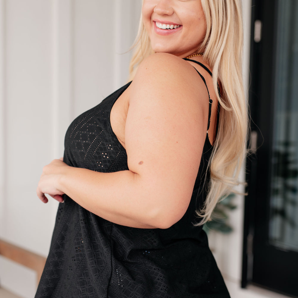 
                      
                        Eye on the Prize Eyelet Tank in Black
                      
                    