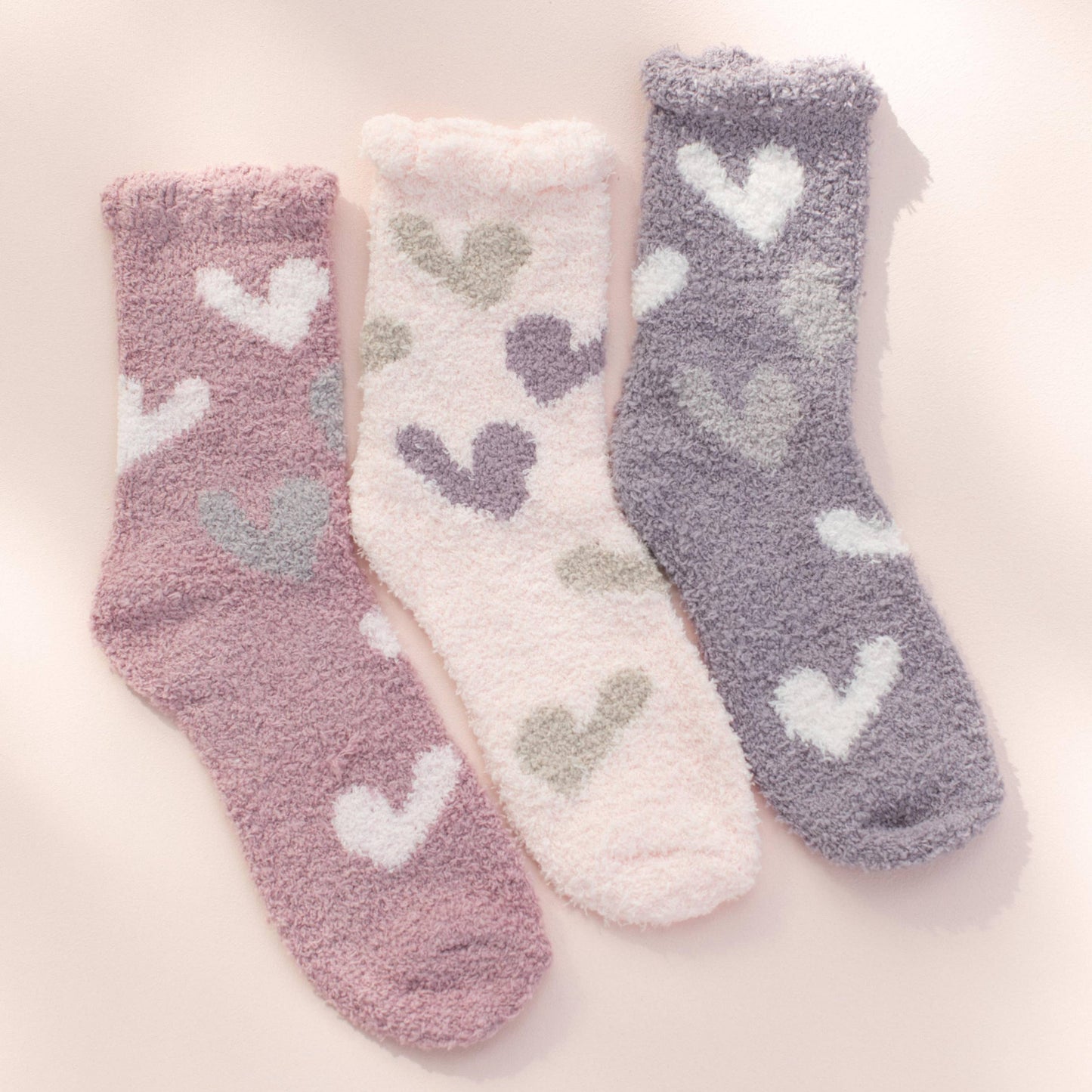 Fuzzy Lightweight Heart Socks